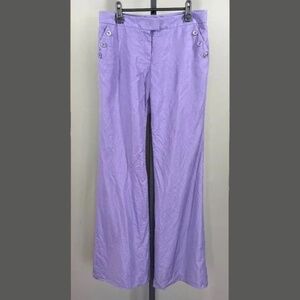 Escada Pants Womens 6 medium purple silk flare designer colorful classic